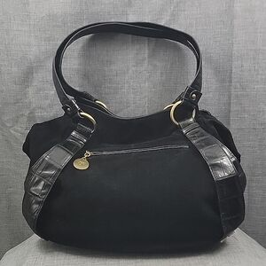 Donald J Pliner "Tahoe" Black Suede Leather Hobo Satchel Shoulder Bag